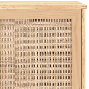 vidaXL Sideboard Brown 105x30x60 cm Solid Wood Pine and Natural Rattan