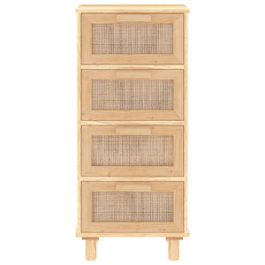 vidaXL Sideboard Brown 40x30x90 cm Solid Wood Pine and Natural Rattan