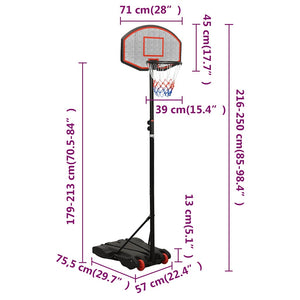 vidaXL Basketball Stand Black 216-250 cm Polyethene