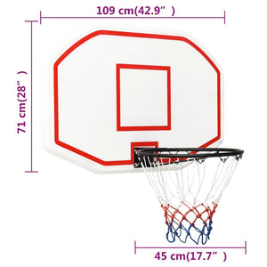 vidaXL Basketball Backboard White 109x71x3 cm Polyethene