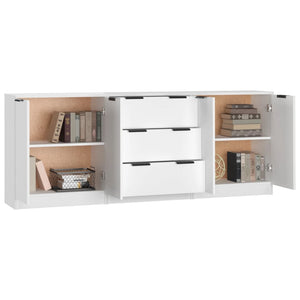 vidaXL 3 Piece Sideboards White Engineered Wood