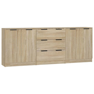 vidaXL 3 Piece Sideboards Sonoma Oak Engineered Wood