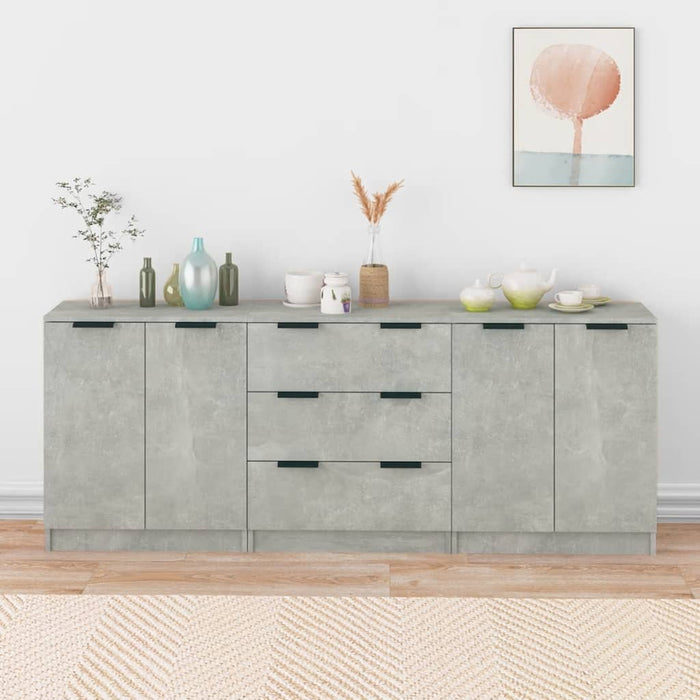 vidaXL 3 Piece Sideboards Concrete Grey Engineered Wood