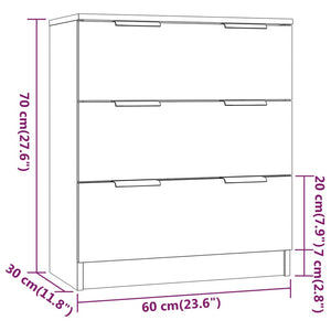 vidaXL 3 Piece Sideboards Smoked Oak Engineered Wood