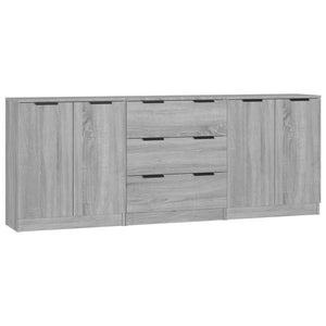 vidaXL 3 Piece Sideboards Grey Sonama Engineered Wood