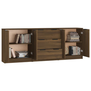 vidaXL 3 Piece Sideboards Brown Oak Engineered Wood