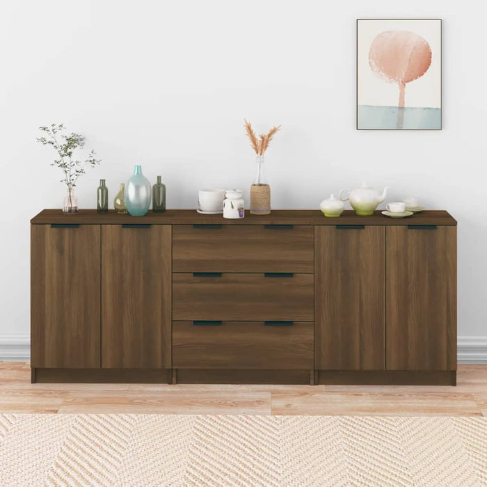 vidaXL 3 Piece Sideboards Brown Oak Engineered Wood