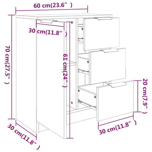 vidaXL Sideboards 2 pcs White 60x30x70 cm Engineered Wood