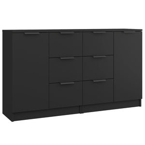 vidaXL Sideboards 2 pcs Black 60x30x70 cm Engineered Wood