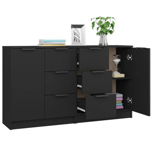 vidaXL Sideboards 2 pcs Black 60x30x70 cm Engineered Wood