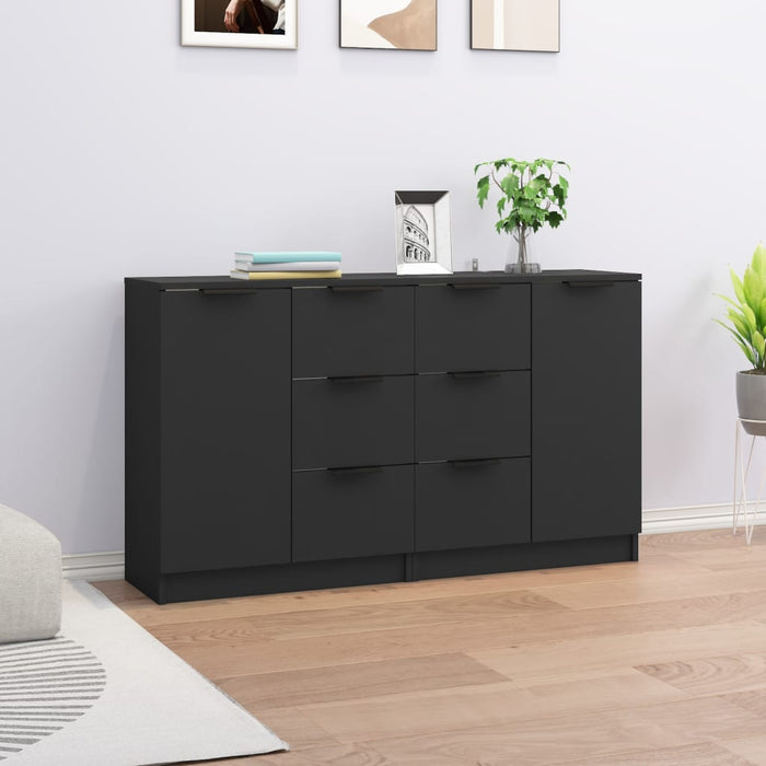 vidaXL Sideboards 2 pcs Black 60x30x70 cm Engineered Wood