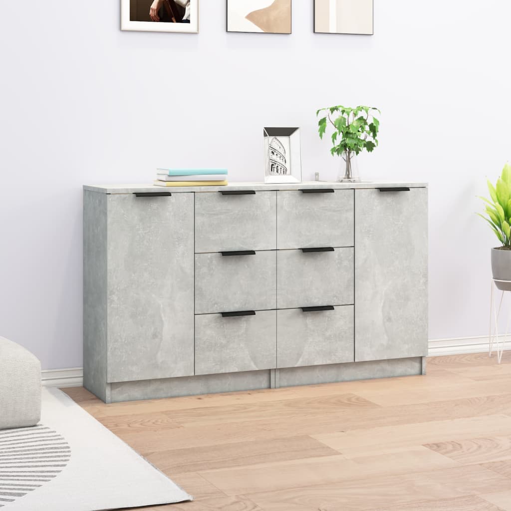 vidaXL Sideboards 2 pcs Concrete Grey 60x30x70 cm Engineered Wood