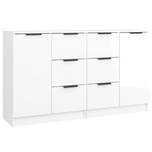 vidaXL Sideboards 2 pcs High Gloss White 60x30x70 cm Engineered Wood