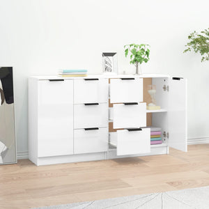 vidaXL Sideboards 2 pcs High Gloss White 60x30x70 cm Engineered Wood