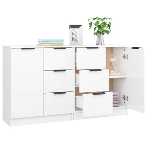 vidaXL Sideboards 2 pcs High Gloss White 60x30x70 cm Engineered Wood