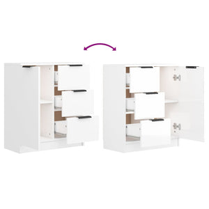 vidaXL Sideboards 2 pcs High Gloss White 60x30x70 cm Engineered Wood