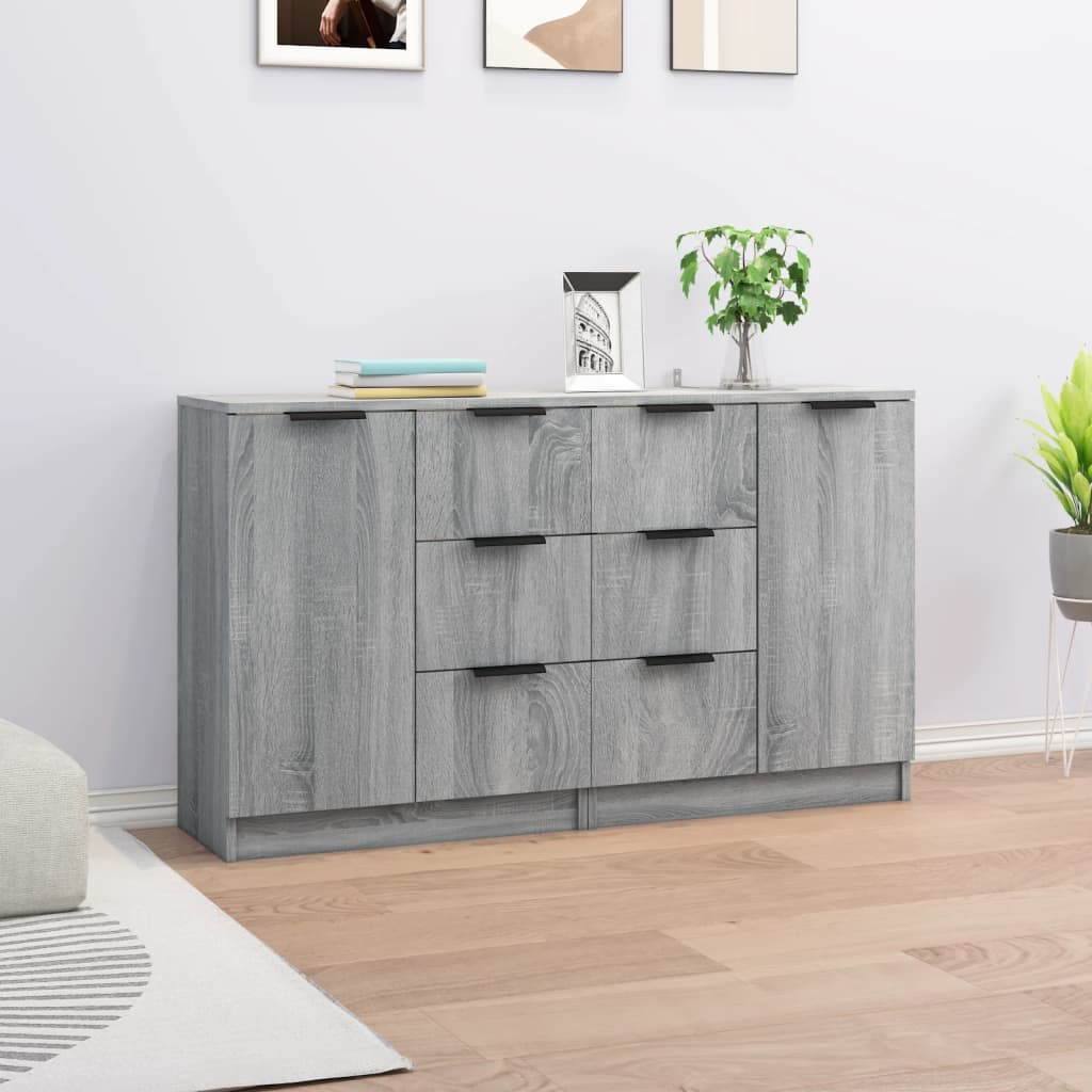 vidaXL Sideboards 2 pcs Grey Sonoma 60x30x70 cm Engineered Wood