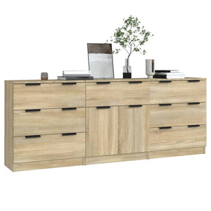 vidaXL 3 Piece Sideboards Sonoma Oak Engineered Wood