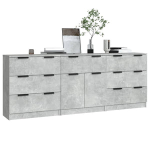 vidaXL 3 Piece Sideboards Concrete Grey Engineered Wood