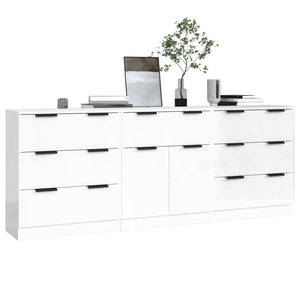 vidaXL 3 Piece Sideboards High Gloss White Engineered Wood