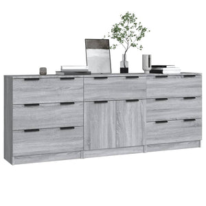 vidaXL 3 Piece Sideboards Grey Sonoma Engineered Wood