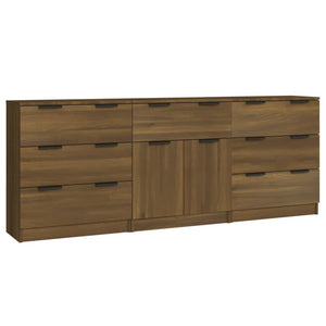 vidaXL 3 Piece Sideboards Brown Oak Engineered Wood