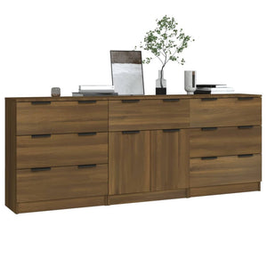 vidaXL 3 Piece Sideboards Brown Oak Engineered Wood