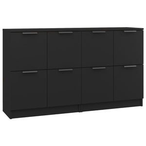 vidaXL Sideboards 2 pcs Black 60x30x70 cm Engineered Wood