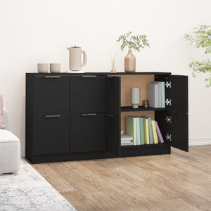 vidaXL Sideboards 2 pcs Black 60x30x70 cm Engineered Wood