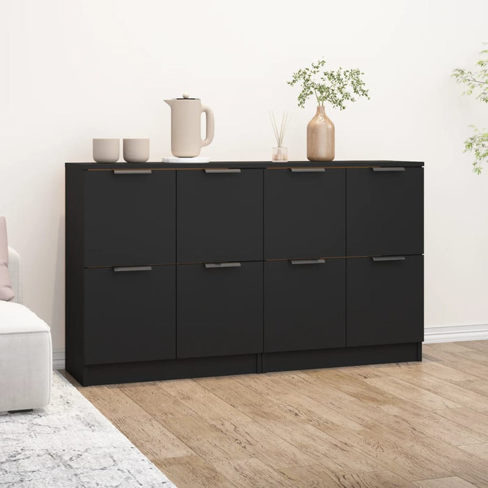 vidaXL Sideboards 2 pcs Black 60x30x70 cm Engineered Wood