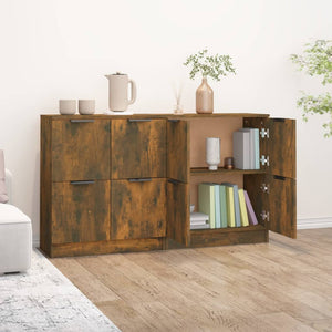 vidaXL Sideboards 2 pcs Smoked Oak 60x30x70 cm Engineered Wood