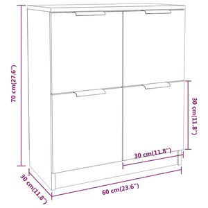 vidaXL Sideboards 2 pcs Smoked Oak 60x30x70 cm Engineered Wood