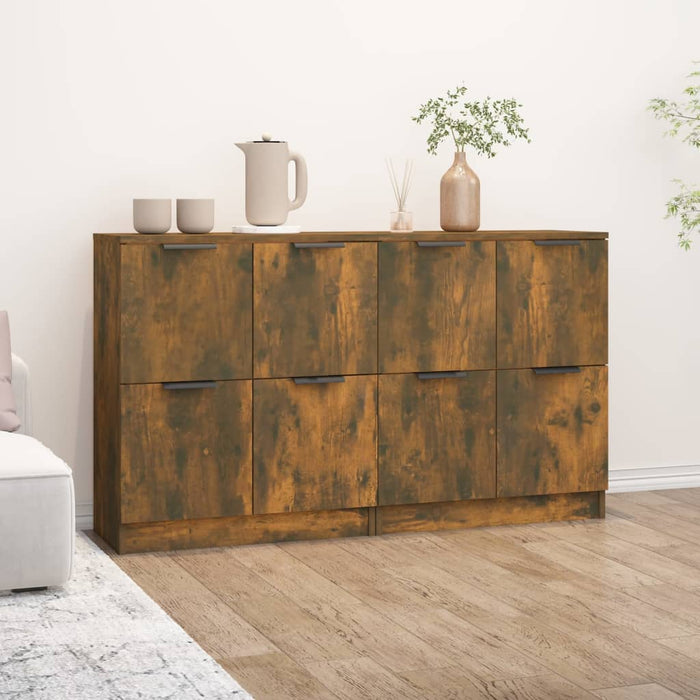 vidaXL Sideboards 2 pcs Smoked Oak 60x30x70 cm Engineered Wood