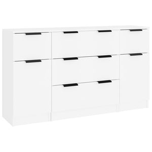 vidaXL 3 Piece Sideboard Set White Engineered Wood