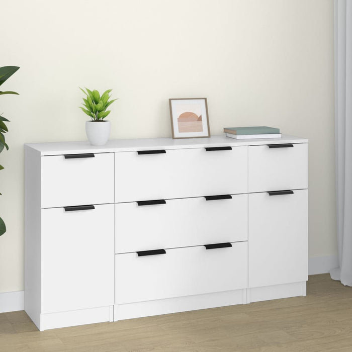 vidaXL 3 Piece Sideboard Set White Engineered Wood