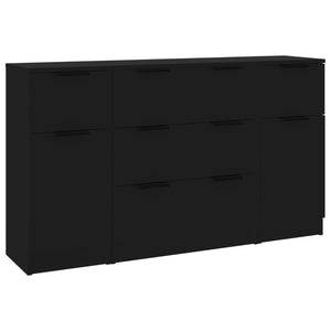 vidaXL 3 Piece Sideboard Set Black Engineered Wood