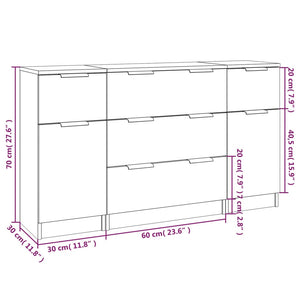 vidaXL 3 Piece Sideboard Set Black Engineered Wood