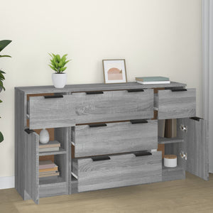 vidaXL 3 Piece Sideboard Set Grey Sonoma Engineered Wood