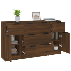 vidaXL 3 Piece Sideboard Set Brown Oak Engineered Wood