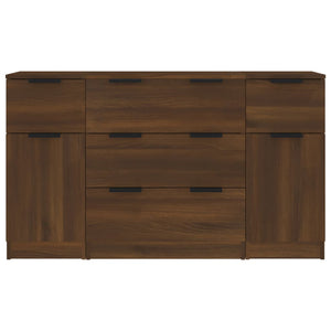 vidaXL 3 Piece Sideboard Set Brown Oak Engineered Wood