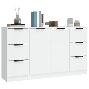 vidaXL Sideboards 3 pcs White Engineered Wood