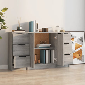 vidaXL Sideboards 3 pcs Grey Sonoma Engineered Wood