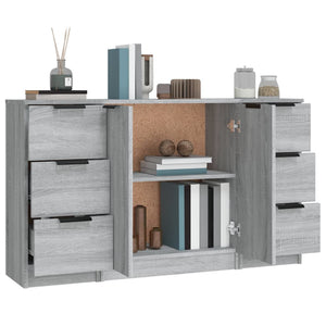 vidaXL Sideboards 3 pcs Grey Sonoma Engineered Wood