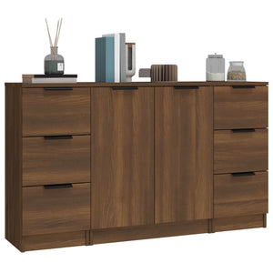 vidaXL Sideboards 3 pcs Brown Oak Engineered Wood