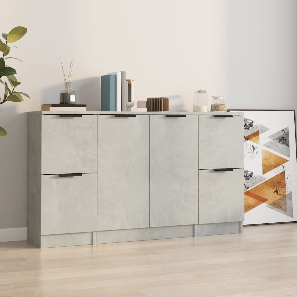 vidaXL Sideboards 3 pcs Concrete Grey Engineered Wood