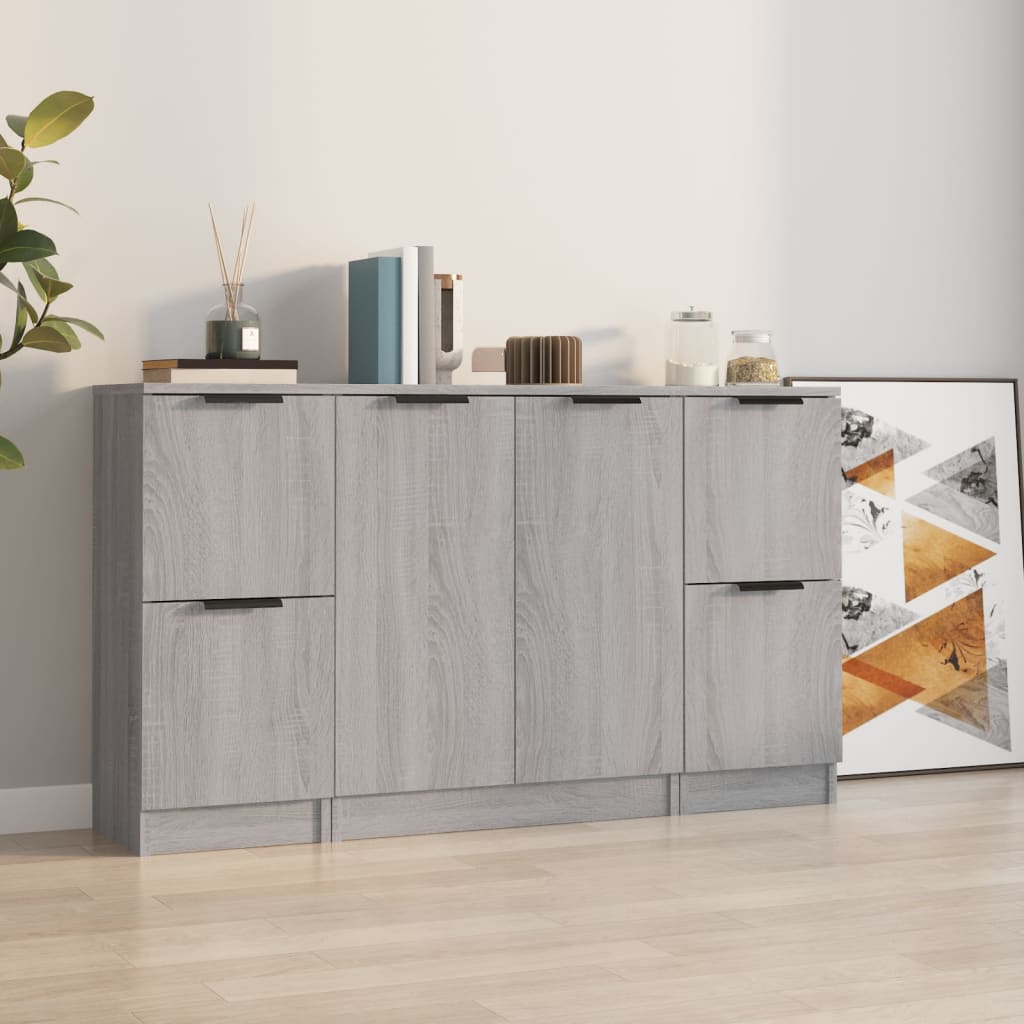 vidaXL Sideboards 3 pcs Grey Sonoma Engineered Wood