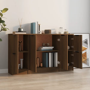 vidaXL Sideboards 3 pcs Brown Oak Engineered Wood