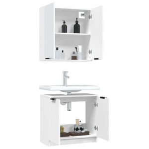 vidaXL 2 Piece Bathroom Cabinet Set White Engineered Wood