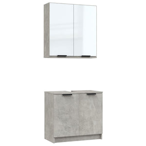 vidaXL 2 Piece Bathroom Cabinet Set Concrete Grey Engineered Wood