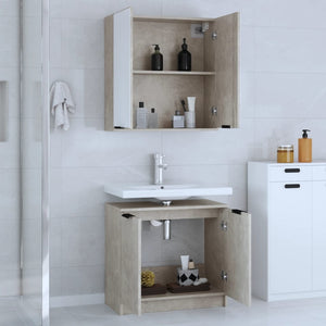 vidaXL 2 Piece Bathroom Cabinet Set Concrete Grey Engineered Wood